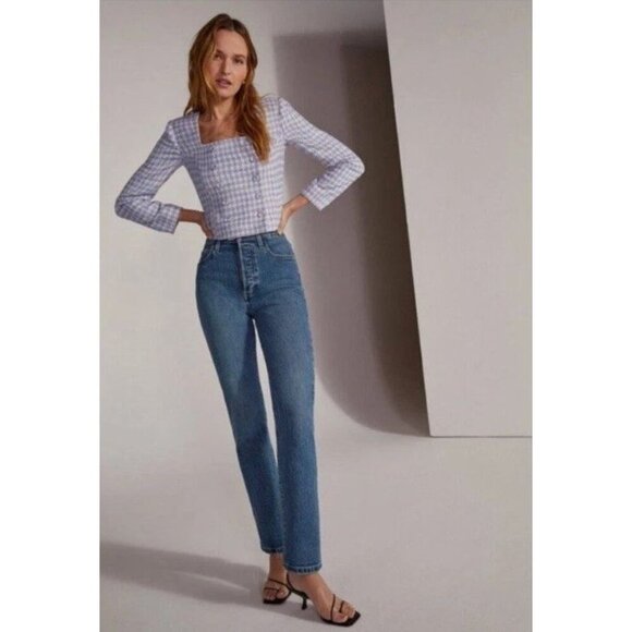 NEW Favorite Daughter The Dasha Houndstooth Check Tweed Lilac Top- Size 14 - Picture 3 of 13